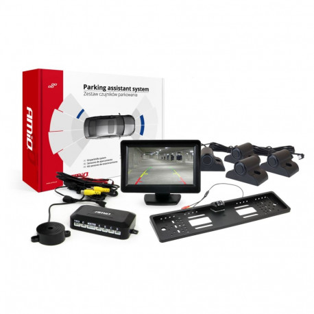 Tft01 4,3" parkimisandurite komplekt hd-402-led kaameraga 4 musta andurit veokile