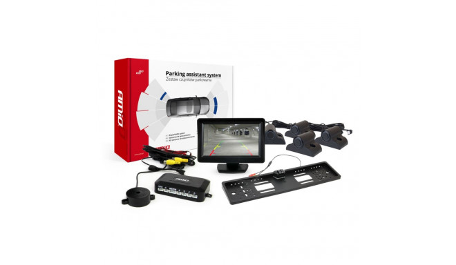 Parkimisandurite komplekt TFT01 4,3" kaamera HD-402-LED 4 musta andurit veoauto