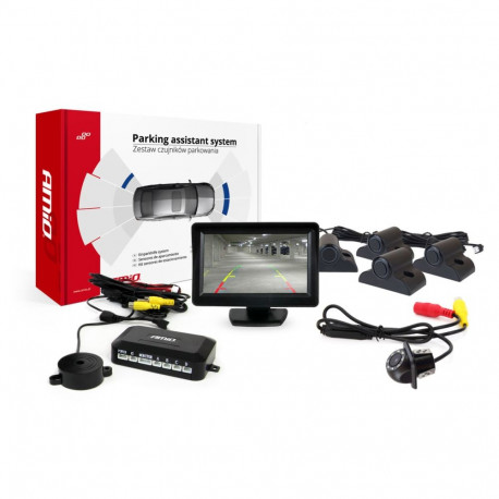 Parkimissensorite komplekt TFT01 4,3" HD-kameraga HD-305-LED 4 musta andurit Veokitele