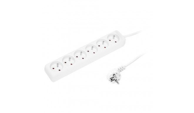 98-721# võrgupikendus pr-670p 6-pesaline maandusega 3m valge 3x1,5mm