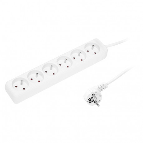 98-720# võrgupikendus pr-670p 6-pesaga maandusega 1,5m valge 3x1,5mm