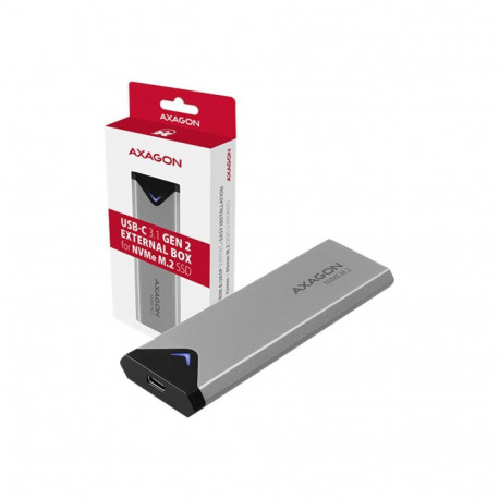 AXAGON External SuperSpeed+ USB-C metal box for M.2 NVMe SSD disks having sizes of up 42 to 80 mm | 