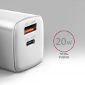 AXAGON Seinakontakti Laadija 2x Porti (USB-A + USB-C), 20W | ACU-PQ20W