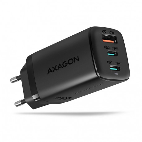 AXAGON GaN seinalaadija 3x porti (USB-A + 2x USB-C), 65W | ACU-DPQ65