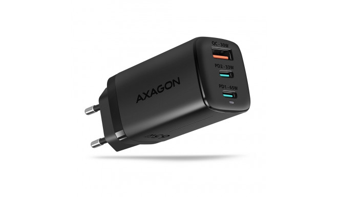 AXAGON GaN wallcharger 3x port (USB-A + 2x USB-C), 65W | ACU-DPQ65