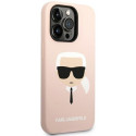Karl Lagerfeld KLHCP14XSLKHLP iPhone 14 Pro Max 6.7" kõvakaan pink silikoon Karl`s Head kujundusega