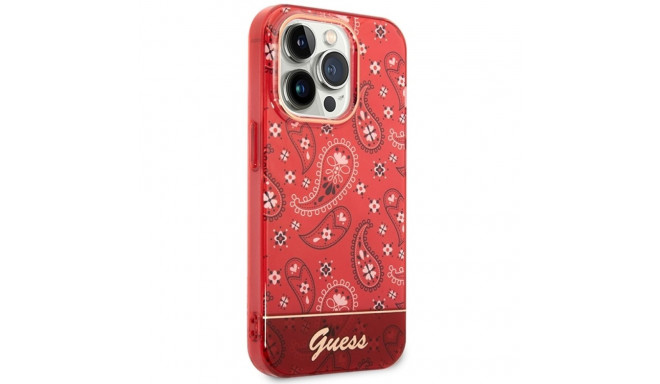 Guess GUHCP14LHGBNHR iPhone 14 Pro 6.1" punane kõvakaaneline Bandana Paisley