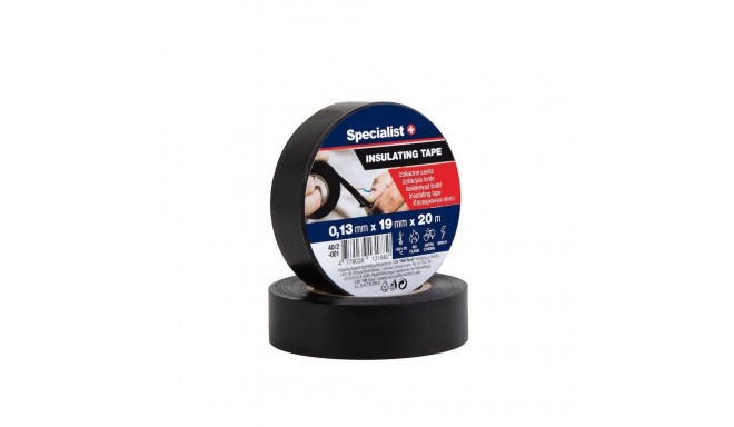 SPECIALIST+ insulating tape, 0.13 x 19 mm, black, 20 m