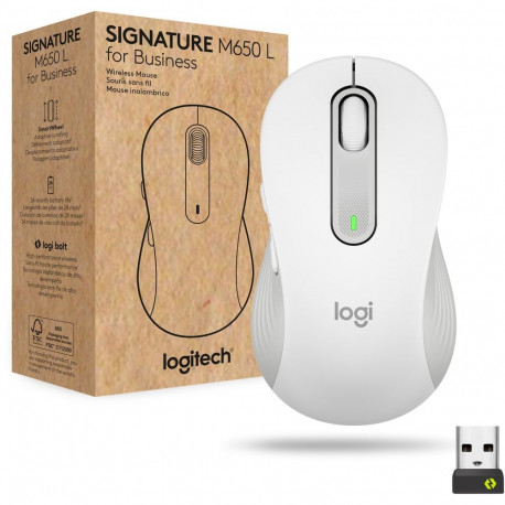 "Logitech Signature M650 L right-handed 5 buttons wireless Bluetooth 2.4 GHz Bolt USB receiver"