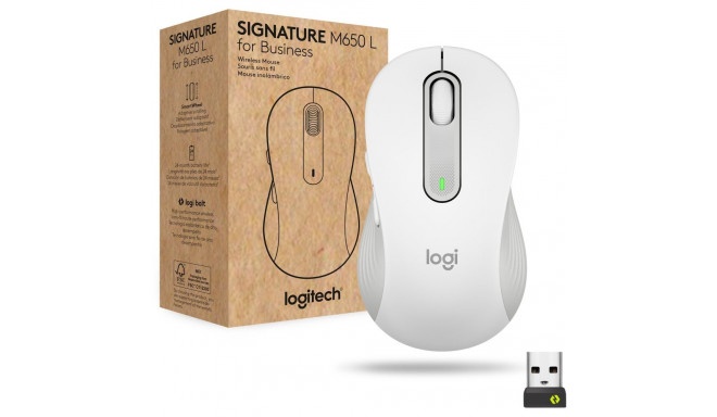 "Logitech Signature M650 L for Business Mouse right-handed 5 buttons wireless Bluetooth 2.4 GHz Bolt