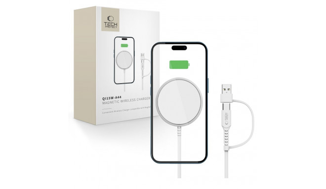 TECH-PROTECT QI15W-A44 MAGNETIC MAGSAFE WIRELESS CHARGER WHITE