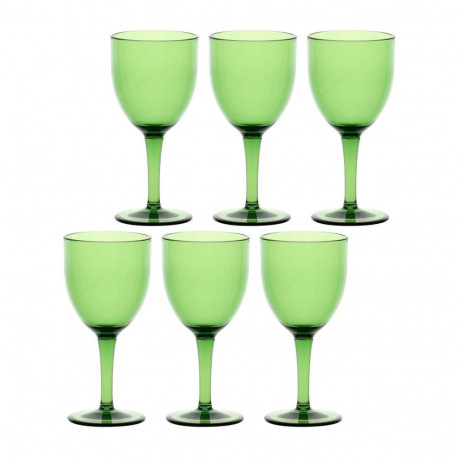 ROSE&TULIPANI FIABA Set of 6 Acrylic Wine Glasses 400 ml, Green