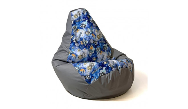 Beanbag - Sako Sack Pear Pattern Spaceships Gray 105 x 80 cm