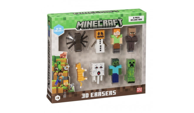 MINECRAFT 3D ERASERS - 8 PACK DELUXE BOX VER.B