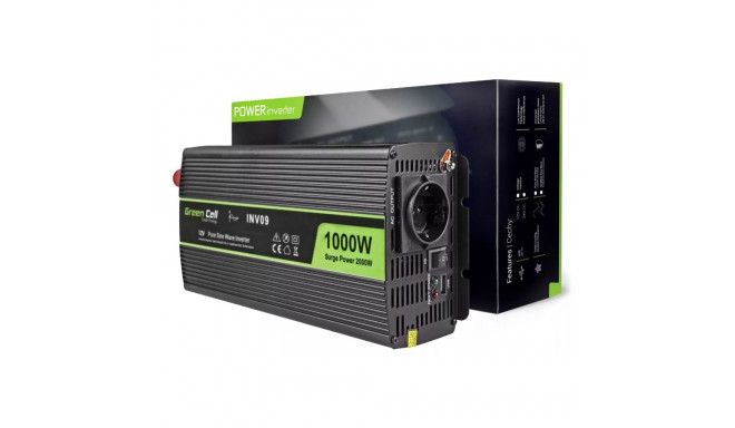 Green Cell INV09 Strāvas adapteris & pārveidotājs Auto 1000W