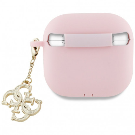 Guess GUA4LECG4P AirPods 4 cover pink Silicone 4G Charm