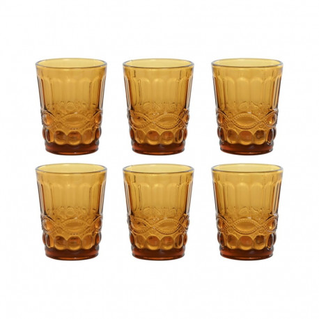 Klaaside komplekt Home ESPRIT Merevaik Kristall Reljeefiga 240 ml (6 Ühikut)