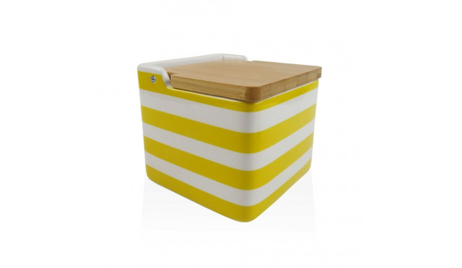 Salt Shaker with Lid Versa Yellow Ceramic Bamboo Dolomite Stripes 12,2 x 11,5 x 12,2 cm
