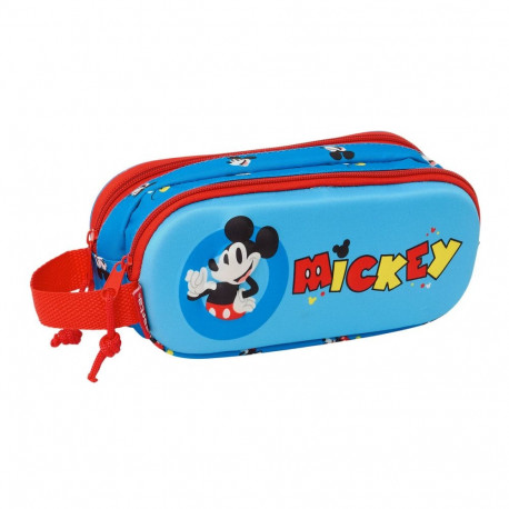 Kahe tõmblukuga pliiatsikarp Mickey Mouse Clubhouse Sinine 21 x 8 x 6 cm 3D