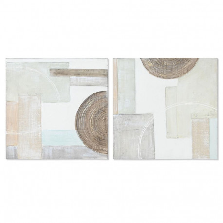 Maal Home ESPRIT Beež Hall Kangas Puit MDF Abstraktne Kaasaegne 50 x 2,5 x 50 cm (2 Ühikut)