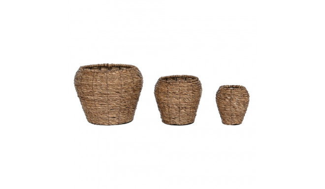 Set of Planters Home ESPRIT Brown Metal Fibre 41 x 41 x 32 cm