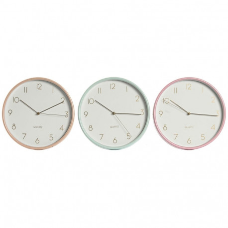 Wall Clock Home ESPRIT Coral Mint Lilac PVC 25,5 x 4,3 x 25,5 cm (3 Units)