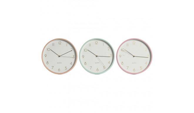 Wall Clock Home ESPRIT Coral Mint Lilac PVC 25,5 x 4,3 x 25,5 cm (3 Units)