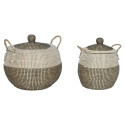 Basket set Home ESPRIT White Black Natural 45 x 45 x 48 cm (2 Pieces)