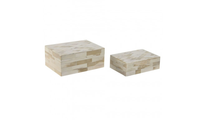 Jewelry box Home ESPRIT Bone Mango wood 18 x 13 x 7,7 cm (2 Pieces)