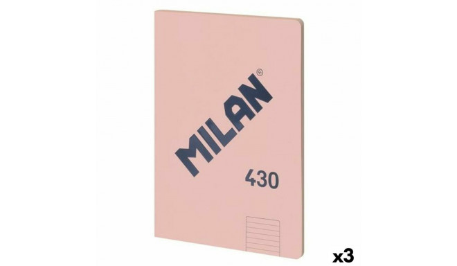 Notebook Milan 430 Pink A4 48 Sheets 21 x 29,7 cm (3 Units)