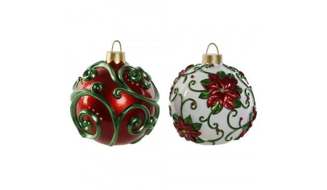 Christmas Bauble Home ESPRIT Red Green Resin 24 x 24 x 28 cm (2 Units)