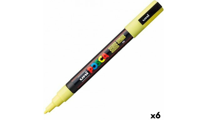 Маркер для акриловой краски POSCA PC-3M Жёлтый 0,9-1,3 mm (6 штук)