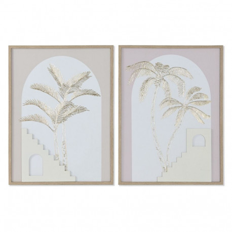 Glezna Home ESPRIT Balts Bēšs Plaukstas Skandināvu 45 x 2,2 x 60 cm (2 gb.)