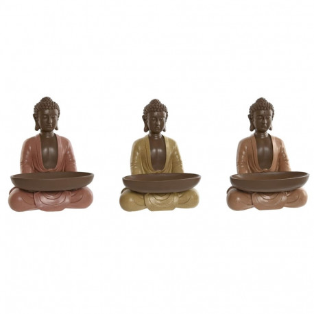 Dekoratiivkuju Home ESPRIT Oranž Korallpunane Lima Vaik Buddha Idamaine 19,5 x 16 x 25,5 cm (3 Ühiku