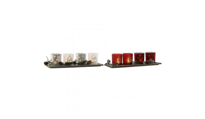 Christmas Candle Holder Home ESPRIT White Red 40 X 9 X 13,5 cm (5 Pieces) (2 Units)