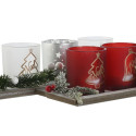 Christmas Candle Holder Home ESPRIT White Red 40 X 9 X 13,5 cm (5 Pieces) (2 Units)