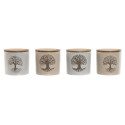 Сахарница Home ESPRIT Белый Бежевый Бамбук Керамика 9,5 x 9,5 x 9,5 cm (4 штук)