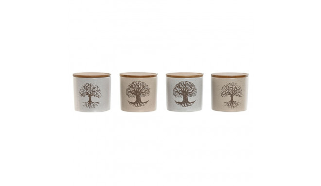 Сахарница Home ESPRIT Белый Бежевый Бамбук Керамика 9,5 x 9,5 x 9,5 cm (4 штук)