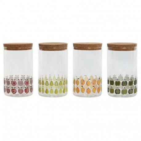Tin Home ESPRIT Yellow Green Natural Cork Silicone Borosilicate Glass Shabby Chic 1 L (4 Units)