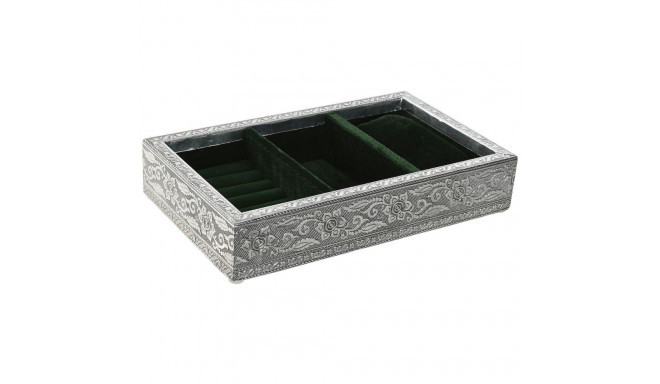 Jewelry box Home ESPRIT Green Silver Wood Aluminium 25 x 15 x 5 cm