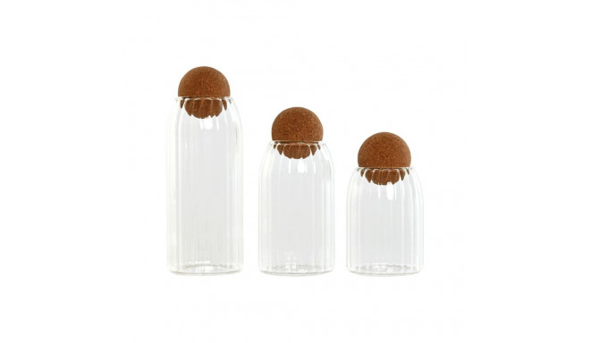 3 Tubs Home ESPRIT Transparent Cork Borosilicate Glass 1 L 3 Pieces