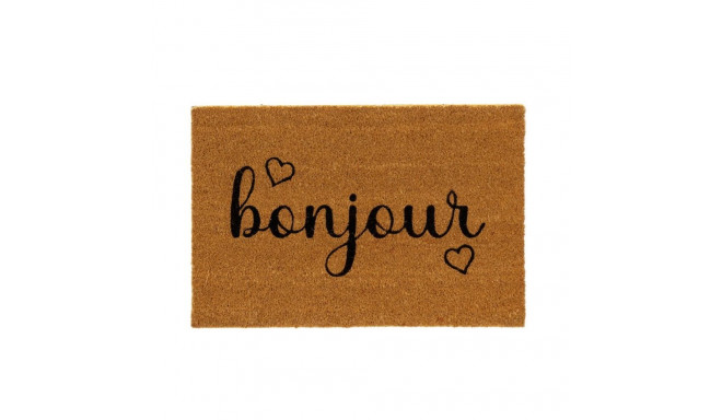 Doormat BONJOUR Brown Black PVC Coconut Fibre 60 x 40 x 1,5 cm