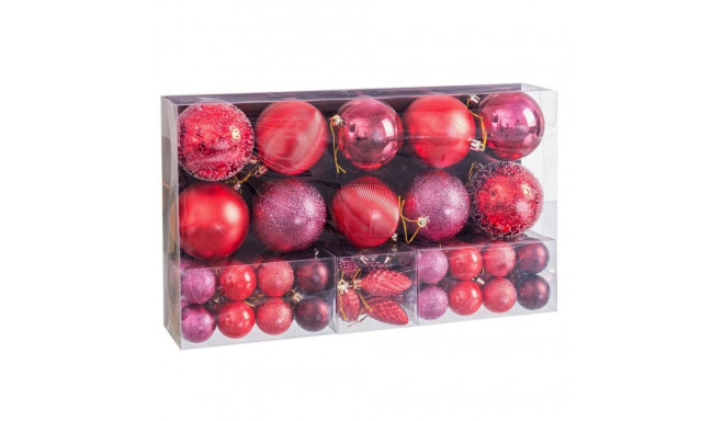 Christmas Baubles Red Plastic (50 Units)