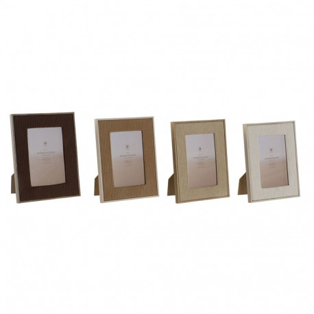 Photo frame Home ESPRIT White Brown Beige Light brown Velvet Crystal Modern 16 x 2 x 21 cm (4 Units)