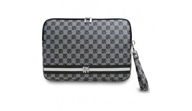 DKNY Sleeve Checkered Pattern Printed Stripes 16" Laptop Case - Black