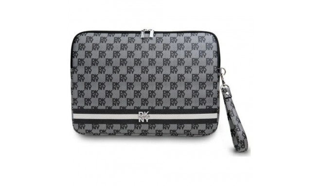 DKNY Sleeve Checkered Pattern Printed Stripes 14" Laptop Case - Black