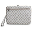Pokrowiec na laptopa DKNY Sleeve Checkered Pattern Printed Stripes 16" - beżowy