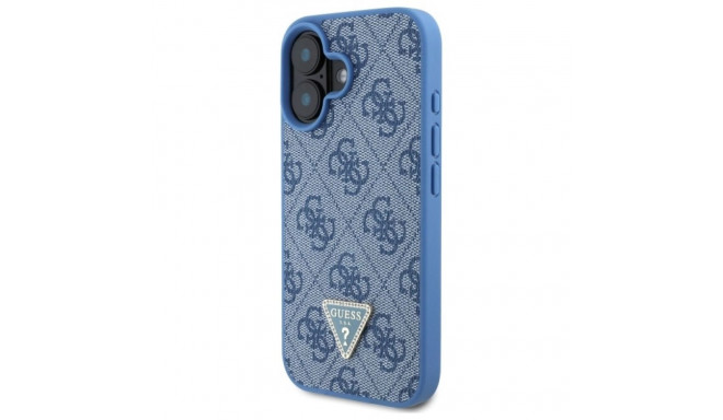 Guess Hardcase Leather 4G Triangle Strass MagSafe Case for iPhone 16 - Blue