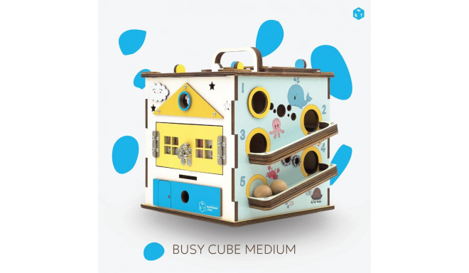 BusyBuddyToys - puidust tegevuskuubik lastele (3+)
