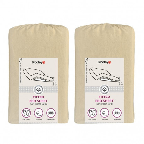 Bradley kummiga voodilina, 180 x 200 x 25 cm, tekstiilist kotis, kreem, 2 tükki